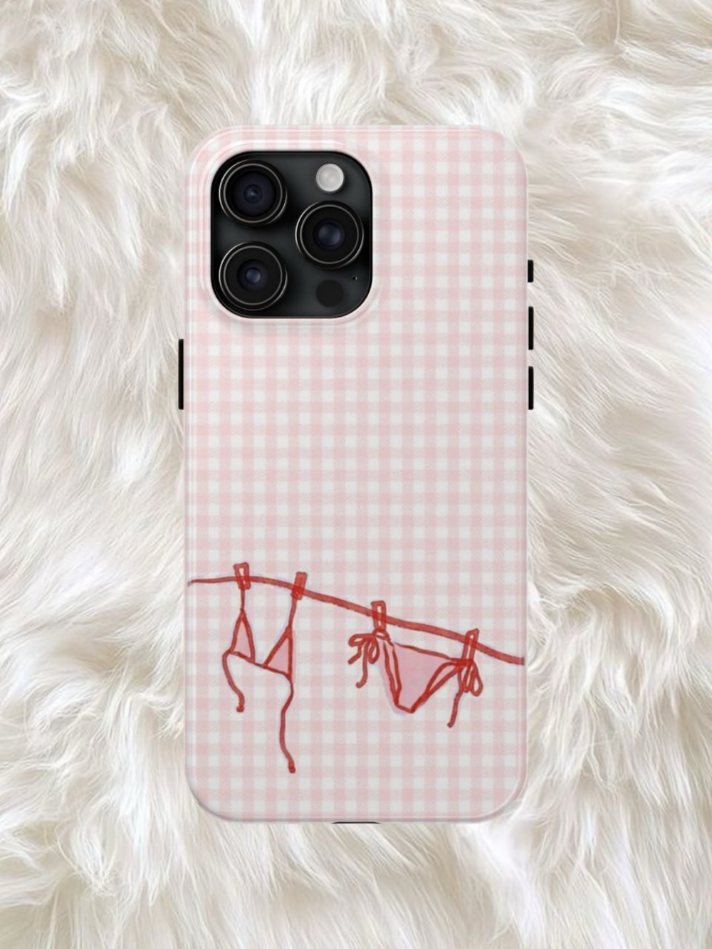 Pink Gingham Bikini Line Protective Phone Case